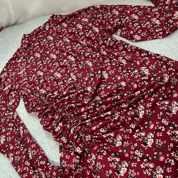 Dual Nature Midi Floral Dress XL Stretchy Mock Maternity Comfortable Fitted - Picture 3 of 13